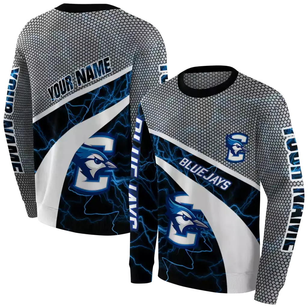 customized creighton bluejays hexagonal mesh blue black gray hoodie premium grade customized creighton bluejays hexagonal mesh blue black gray hoodie premium grade