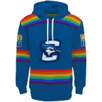customized creighton bluejays rainbow stripes blue hoodie best selling
