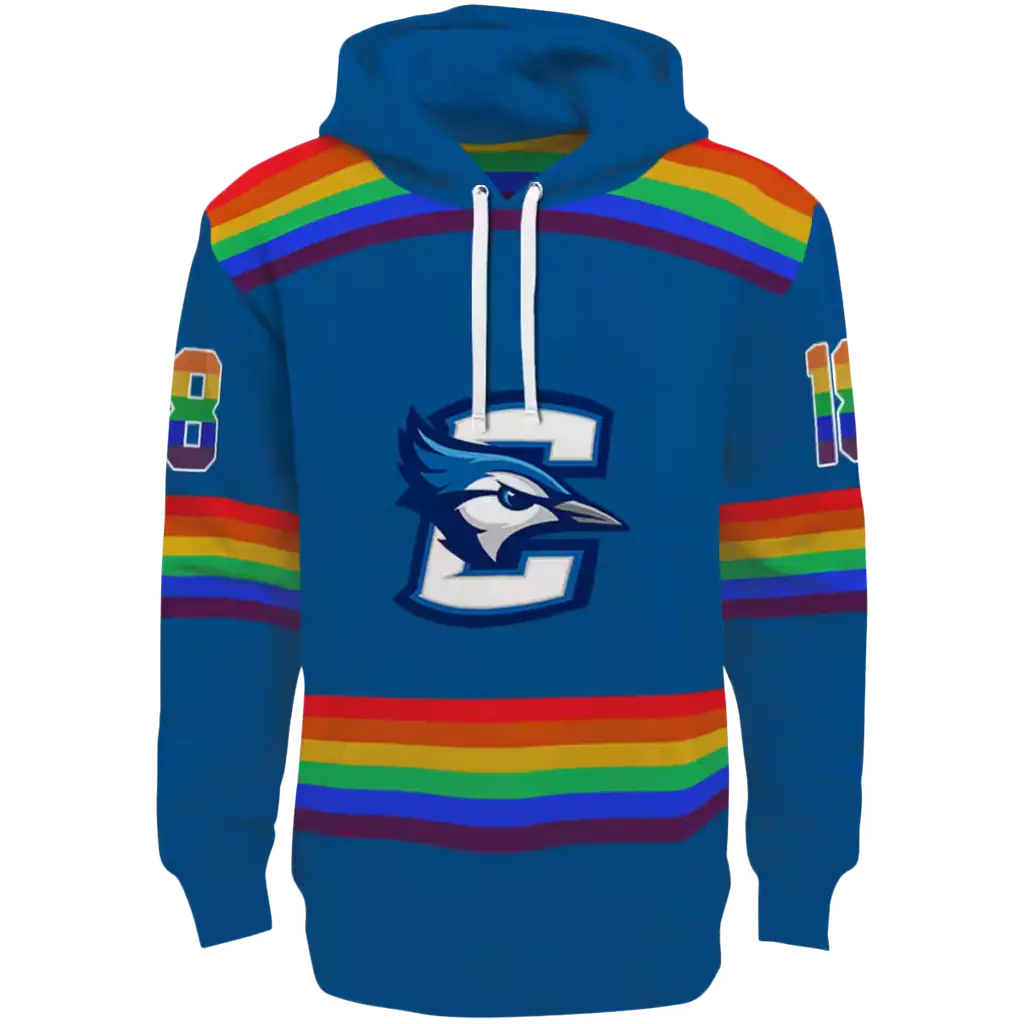 customized creighton bluejays rainbow stripes blue hoodie best selling customized creighton bluejays rainbow stripes blue hoodie best selling