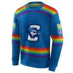 customized creighton bluejays rainbow stripes blue hoodie best selling