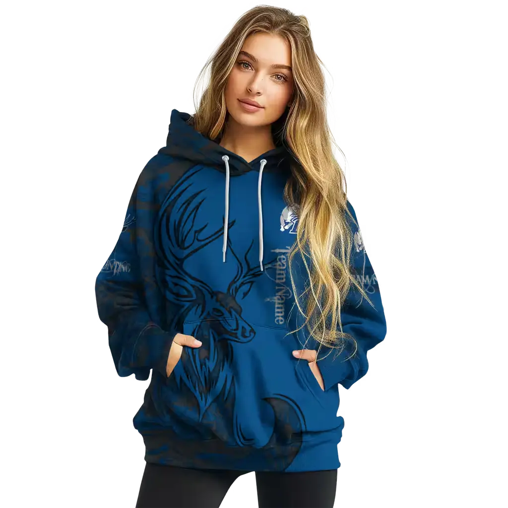 customized drake bulldogs deer silhouette blue hoodie high quality customized drake bulldogs deer silhouette blue hoodie high quality