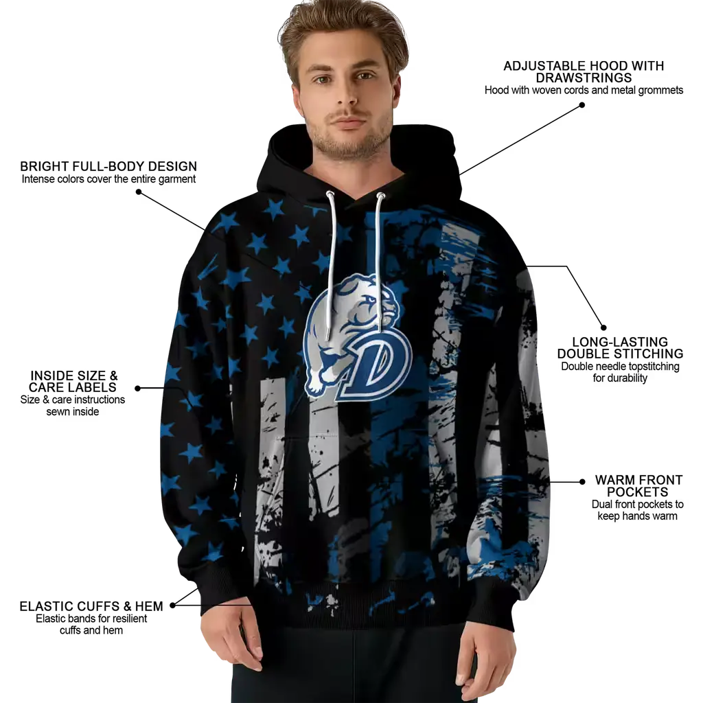 customized drake bulldogs distressed flag blue black hoodie latest model customized drake bulldogs distressed flag blue black hoodie latest model