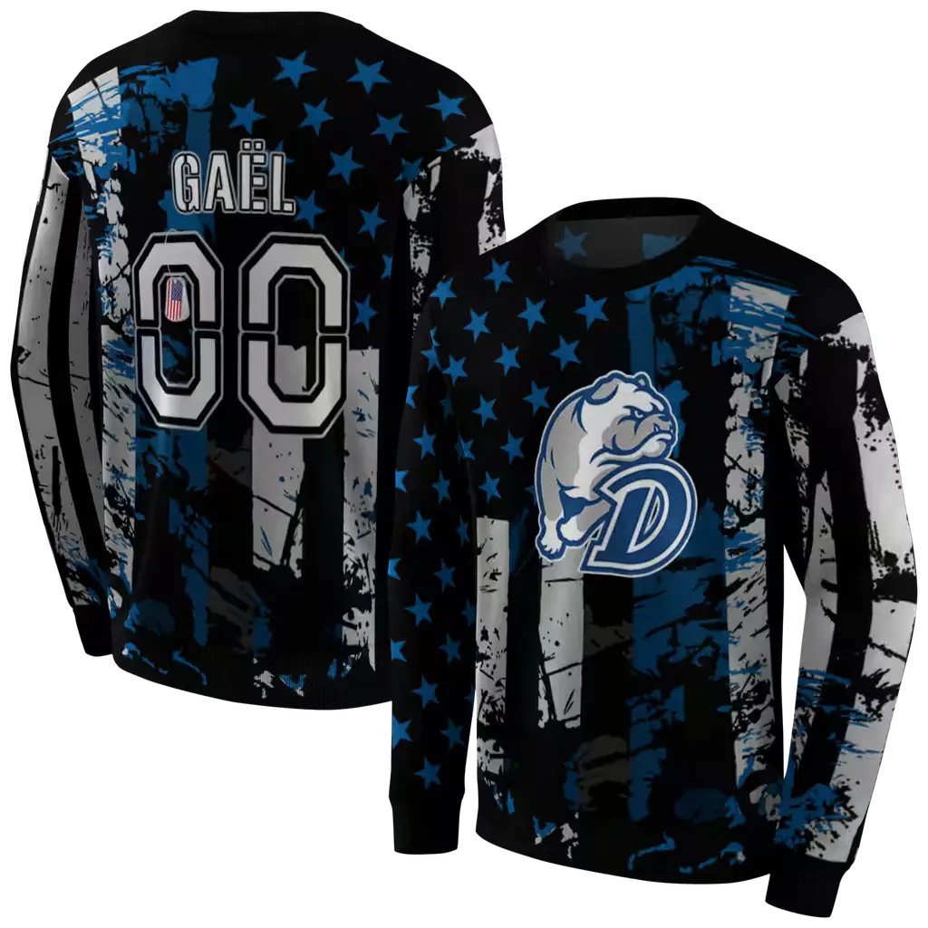 customized drake bulldogs distressed flag blue black hoodie premium grade customized drake bulldogs distressed flag blue black hoodie premium grade