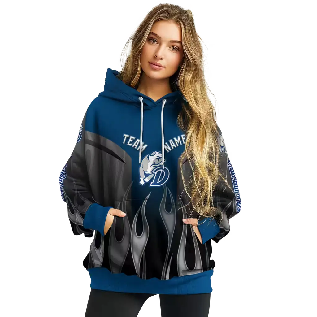 customized drake bulldogs flame design blue hoodie high quality customized drake bulldogs flame design blue hoodie high quality