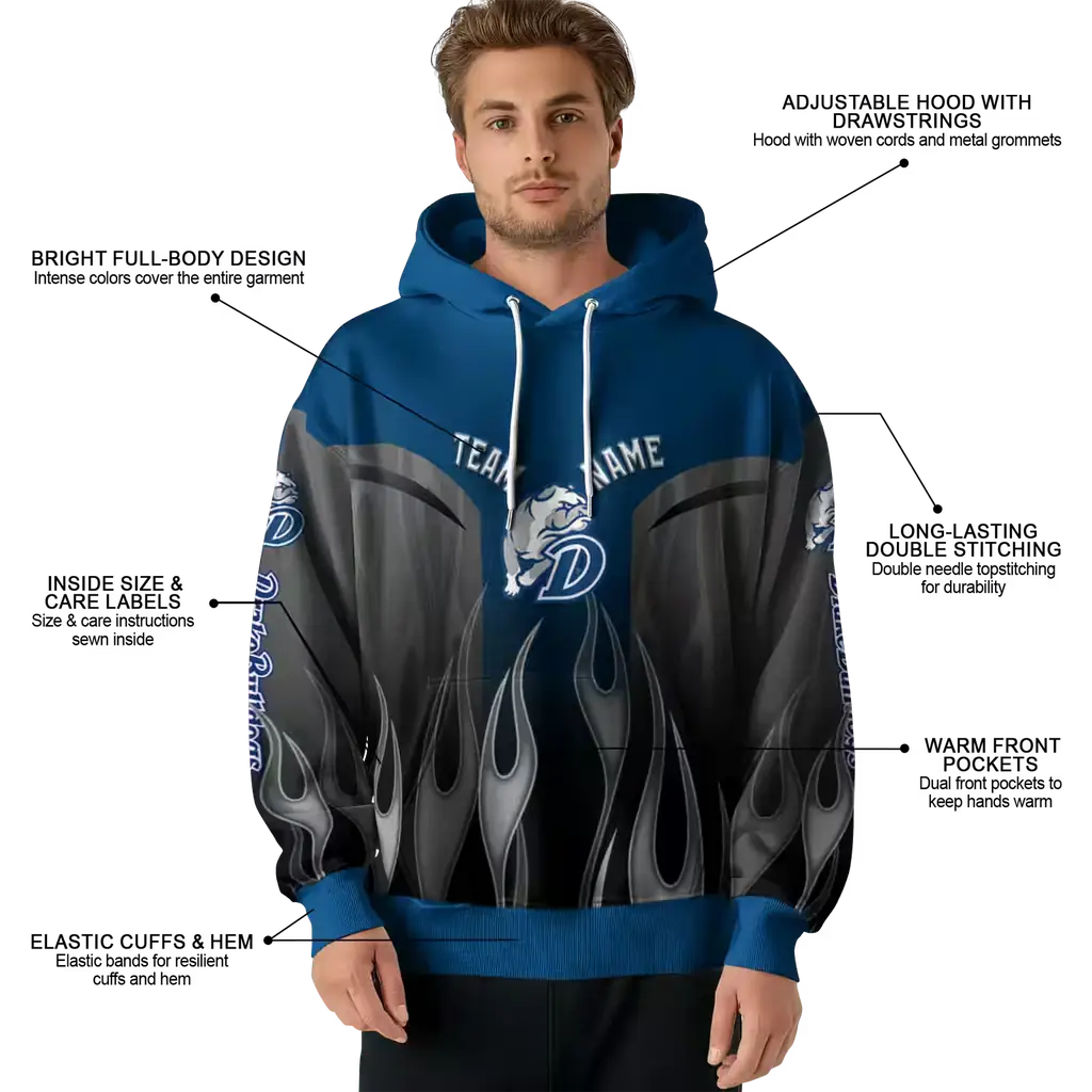 customized drake bulldogs flame design blue hoodie latest model customized drake bulldogs flame design blue hoodie latest model