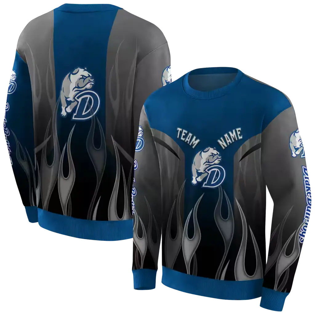 customized drake bulldogs flame design blue hoodie premium grade customized drake bulldogs flame design blue hoodie premium grade