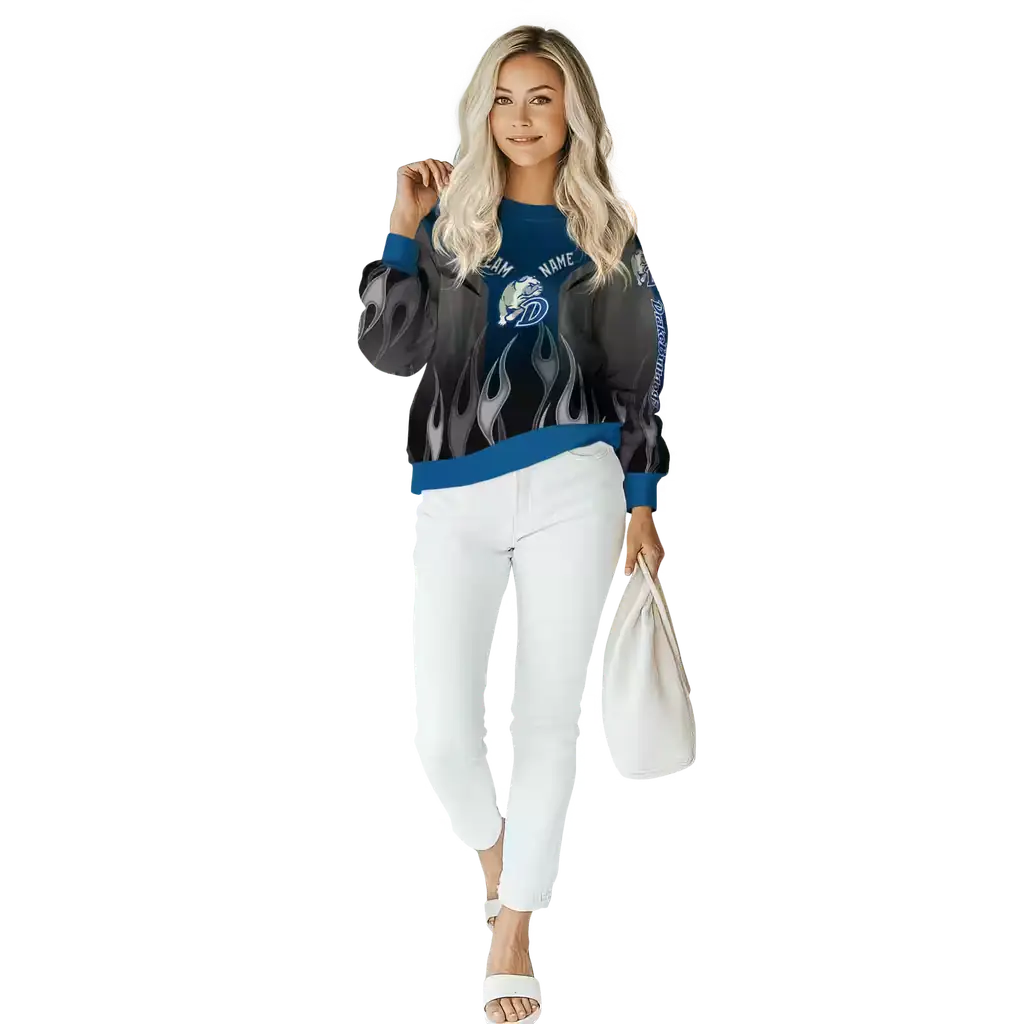 customized drake bulldogs flame design blue hoodie trendy customized drake bulldogs flame design blue hoodie trendy