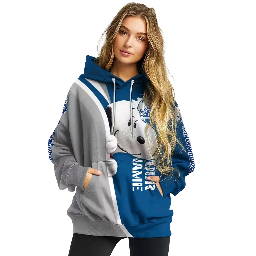customized drake bulldogs peeking snoopy blue hoodie high quality customized drake bulldogs peeking snoopy blue hoodie high quality