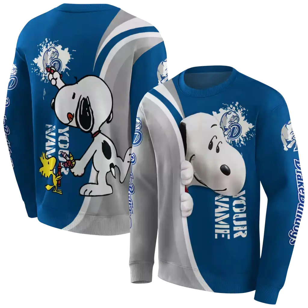 customized drake bulldogs peeking snoopy blue hoodie premium grade customized drake bulldogs peeking snoopy blue hoodie premium grade