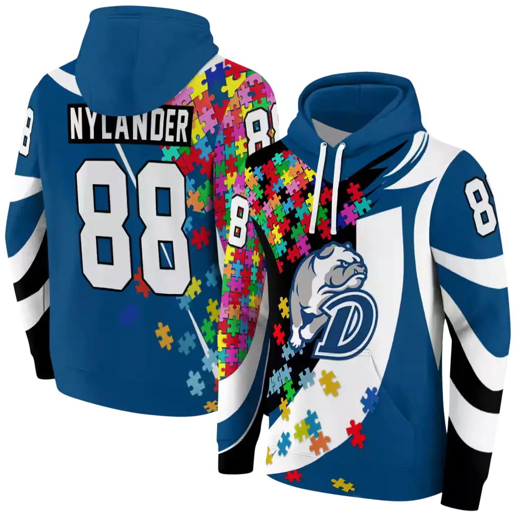 customized drake bulldogs puzzle pieces blue hoodie fashion forward customized drake bulldogs puzzle pieces blue hoodie fashion forward