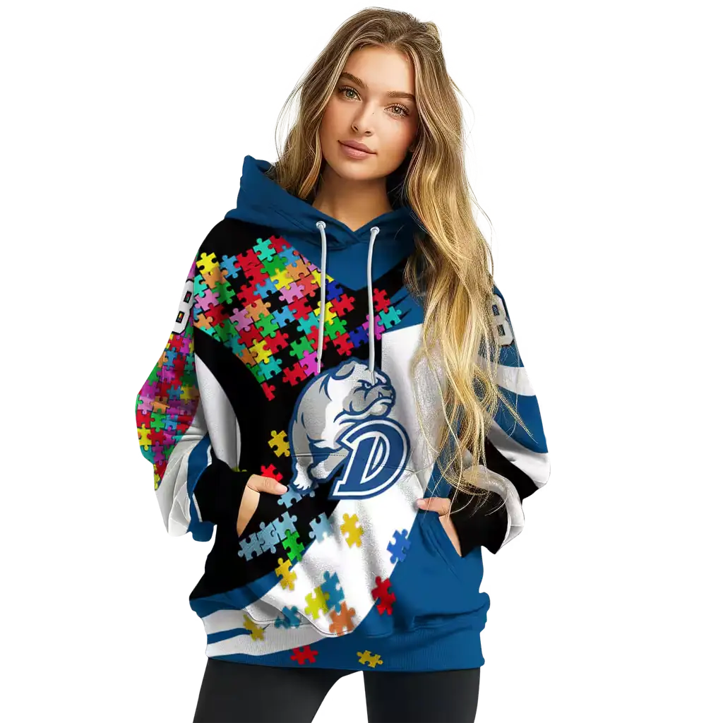 customized drake bulldogs puzzle pieces blue hoodie high quality customized drake bulldogs puzzle pieces blue hoodie high quality