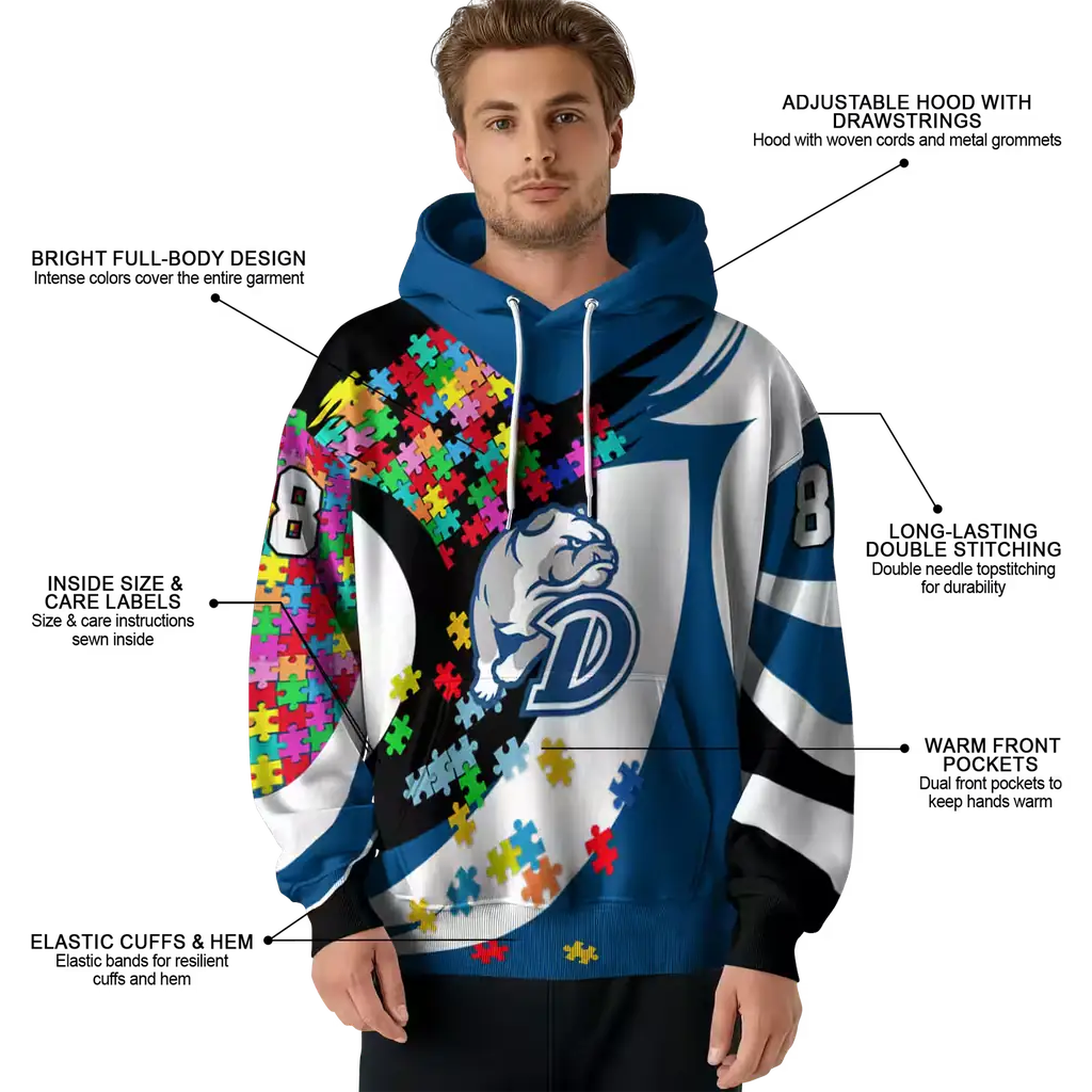 customized drake bulldogs puzzle pieces blue hoodie latest model customized drake bulldogs puzzle pieces blue hoodie latest model