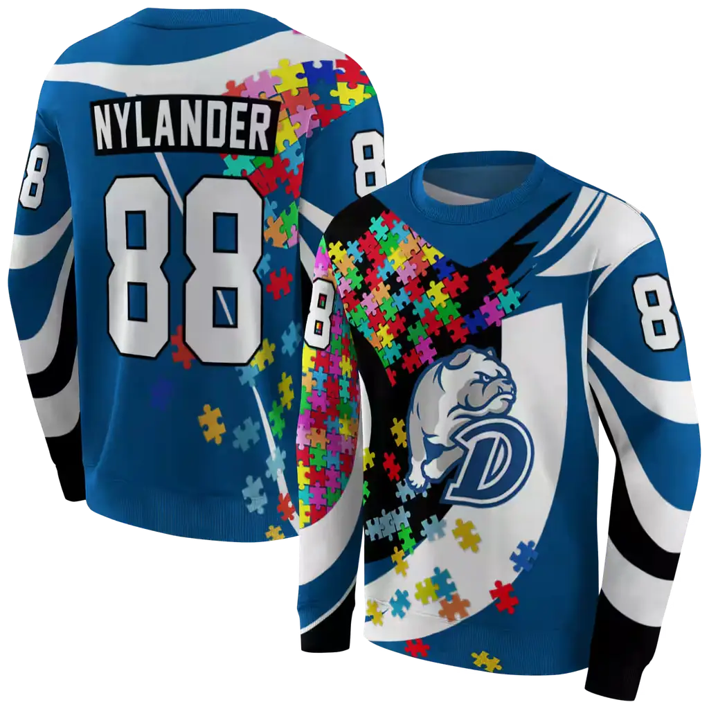 customized drake bulldogs puzzle pieces blue hoodie premium grade customized drake bulldogs puzzle pieces blue hoodie premium grade