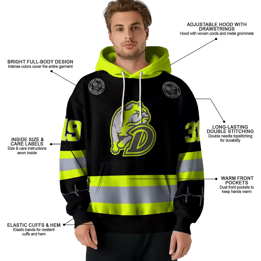 customized drake bulldogs safety motif black neon green hoodie latest model customized drake bulldogs safety motif black neon green hoodie latest model