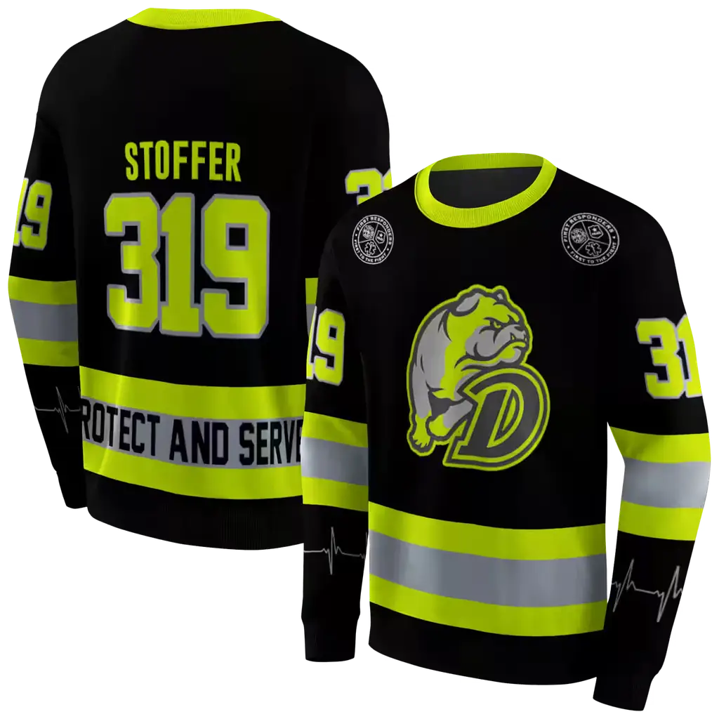 customized drake bulldogs safety motif black neon green hoodie premium grade customized drake bulldogs safety motif black neon green hoodie premium grade