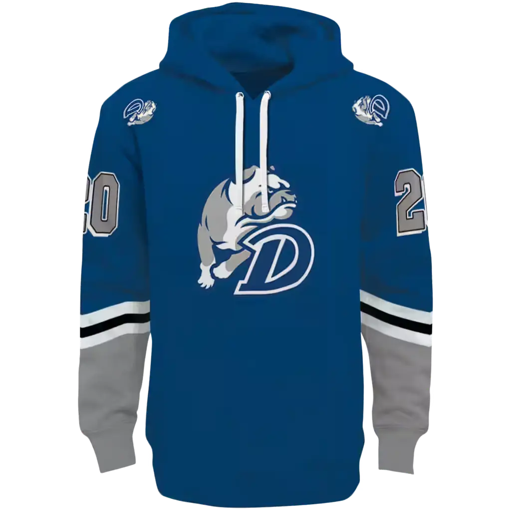customized drake bulldogs striped sleeves blue hoodie best selling customized drake bulldogs striped sleeves blue hoodie best selling