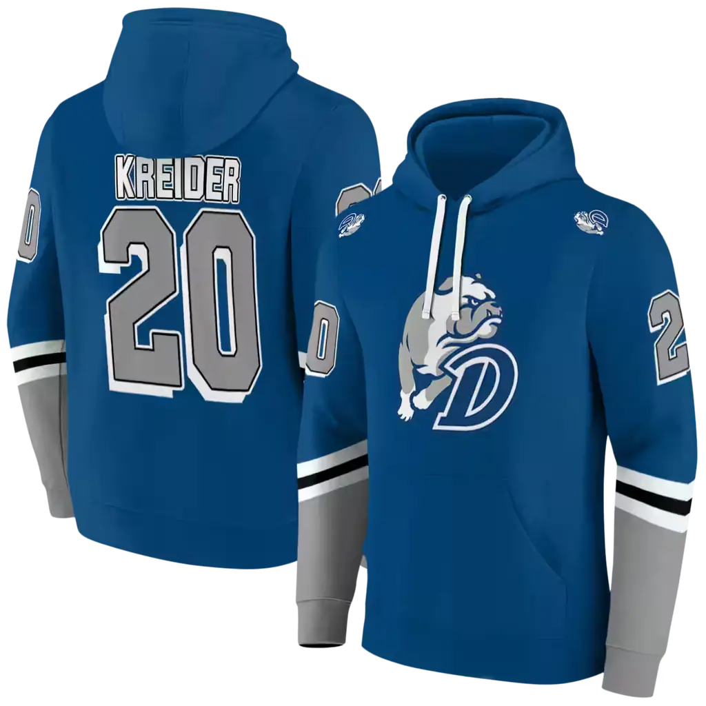 customized drake bulldogs striped sleeves blue hoodie fashion forward customized drake bulldogs striped sleeves blue hoodie fashion forward