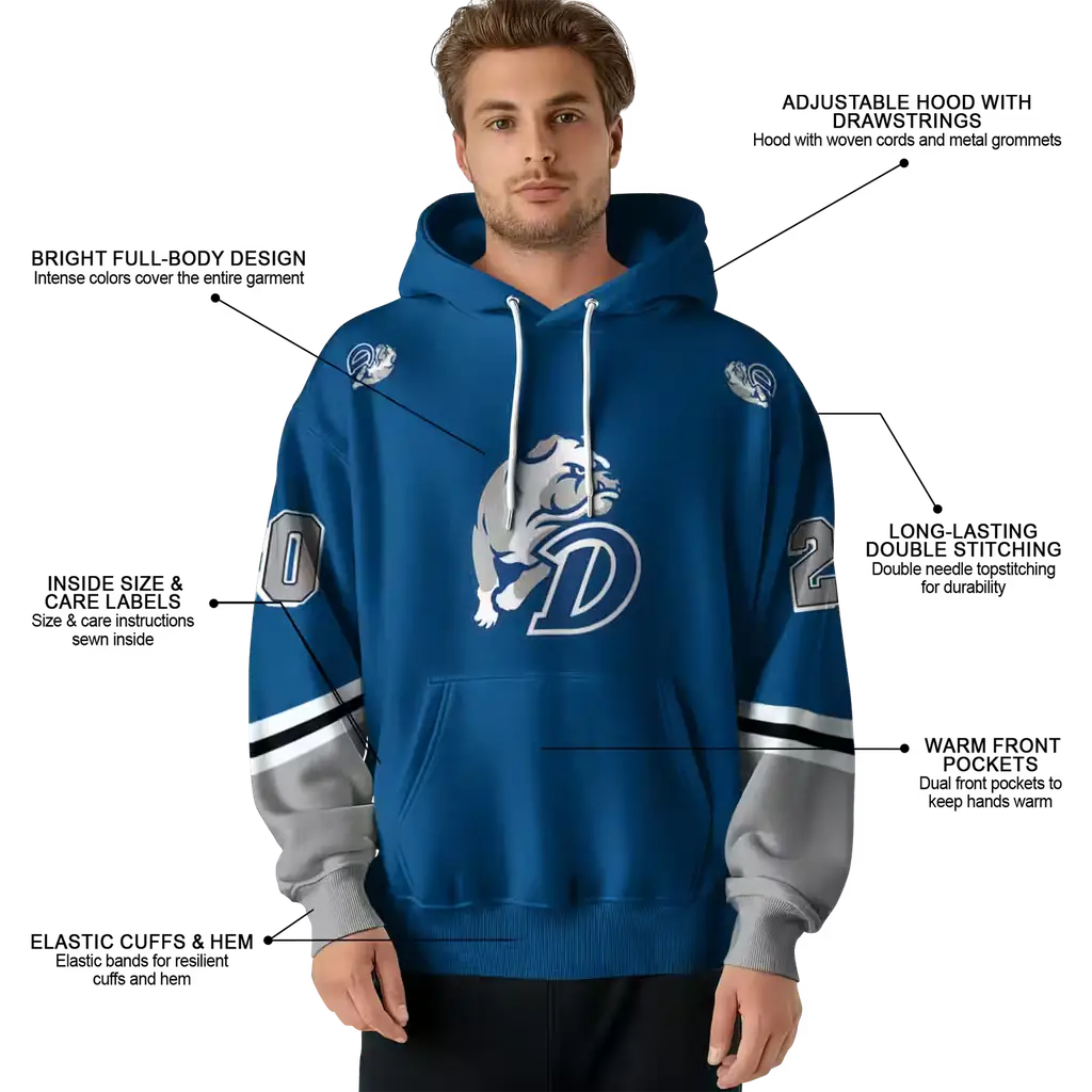 customized drake bulldogs striped sleeves blue hoodie latest model customized drake bulldogs striped sleeves blue hoodie latest model