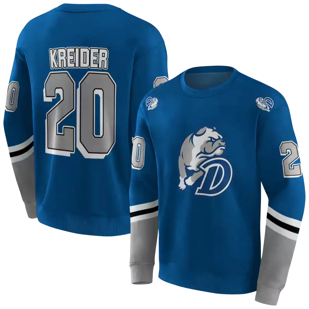 customized drake bulldogs striped sleeves blue hoodie premium grade customized drake bulldogs striped sleeves blue hoodie premium grade