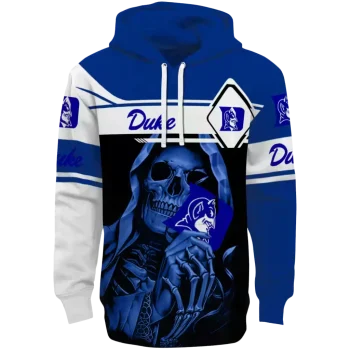 customized duke blue devils grim reaper blue black hoodie best selling