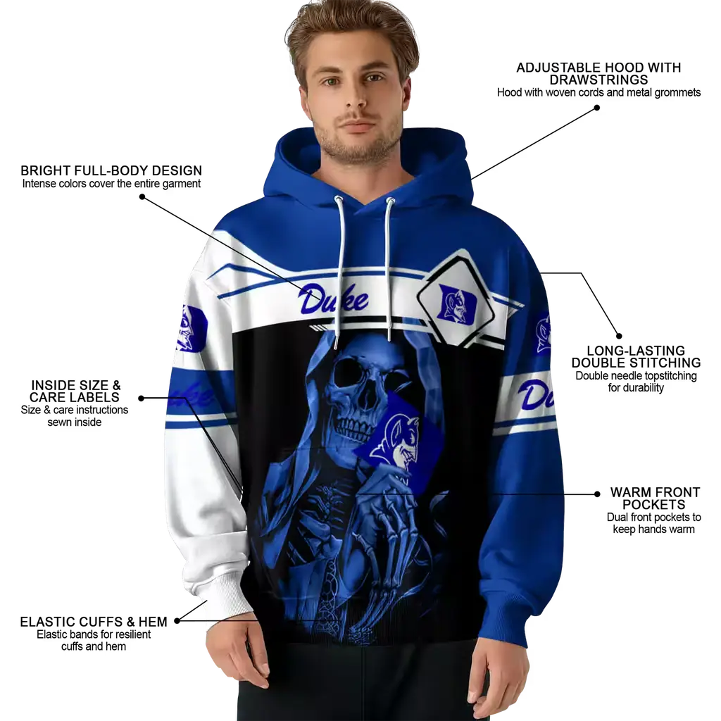 customized duke blue devils grim reaper blue black hoodie latest model customized duke blue devils grim reaper blue black hoodie latest model
