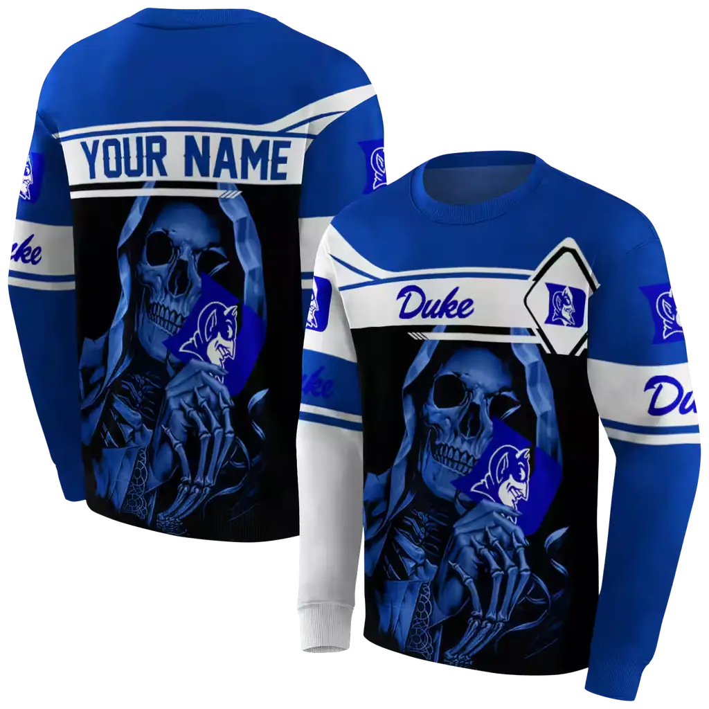customized duke blue devils grim reaper blue black hoodie premium grade customized duke blue devils grim reaper blue black hoodie premium grade
