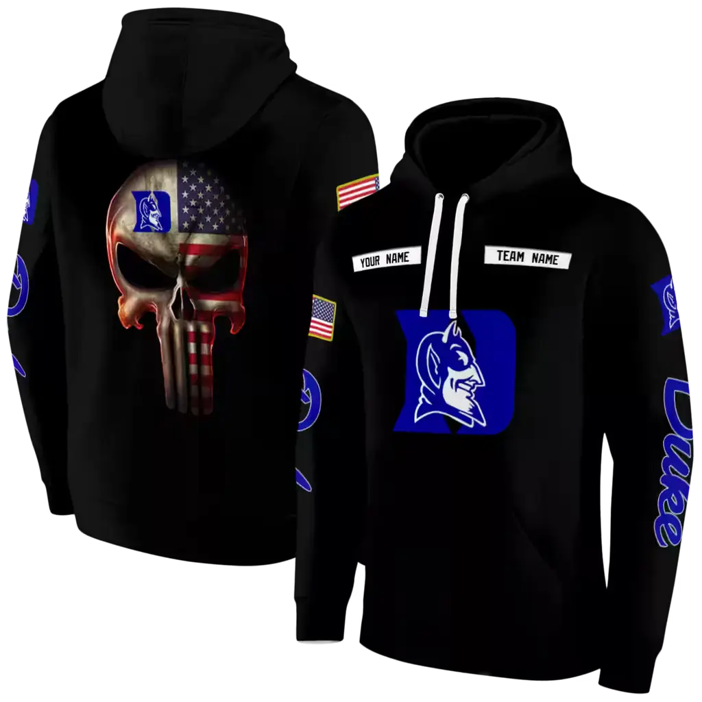 customized duke blue devils punisher skull black hoodie fashion forward customized duke blue devils punisher skull black hoodie fashion forward