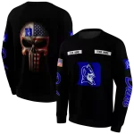 customized duke blue devils punisher skull black hoodie best selling