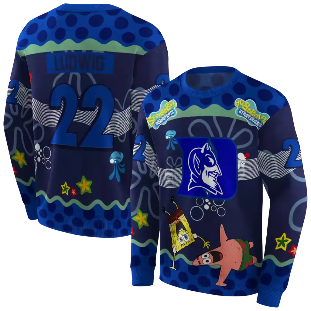 customized duke blue devils spongebob patrick star blue navy hoodie premium grade customized duke blue devils spongebob patrick star blue navy hoodie premium grade