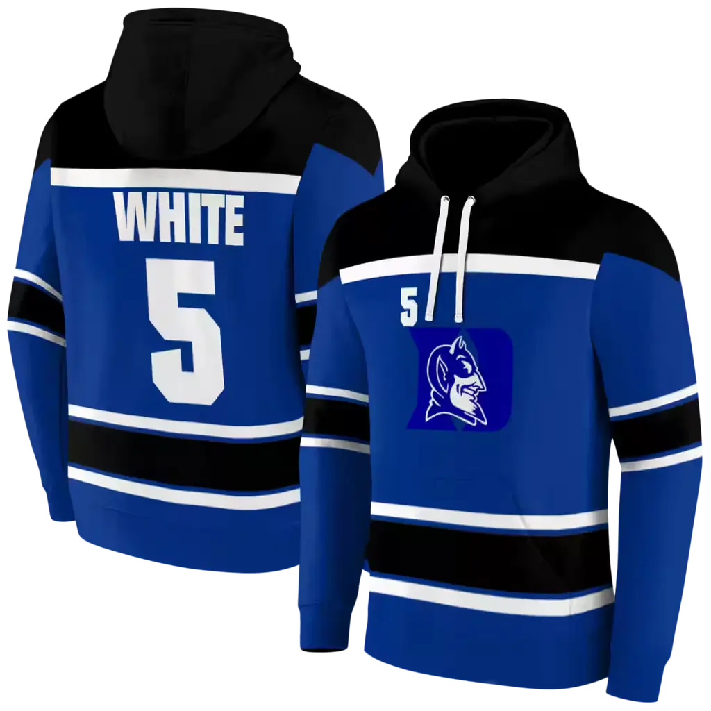 customized duke blue devils striped pattern blue hoodie fashion forward customized duke blue devils striped pattern blue hoodie fashion forward