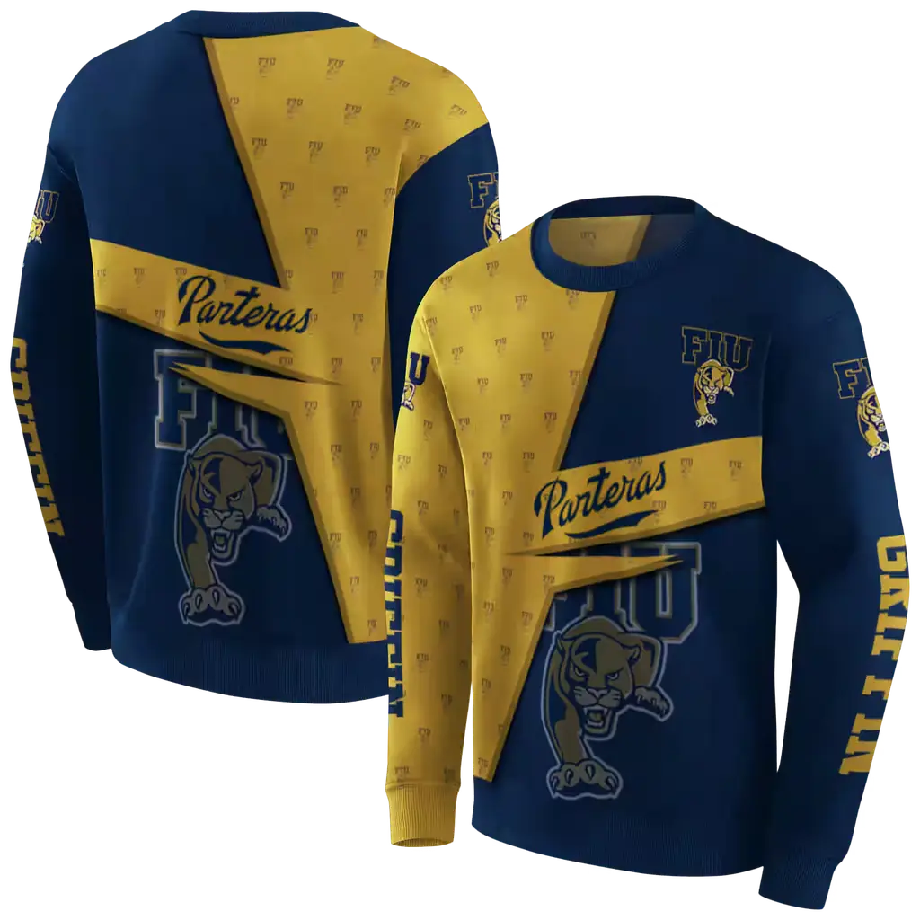 customized fiu panthers abstract shape blue hoodie premium grade customized fiu panthers abstract shape blue hoodie premium grade