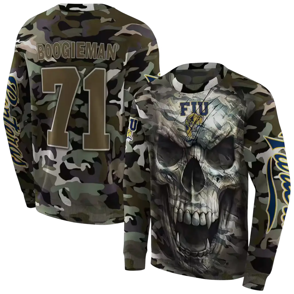 customized fiu panthers camo skull hoodie premium grade customized fiu panthers camo skull hoodie premium grade