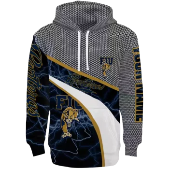 customized fiu panthers hexagonal mesh blue black gray hoodie best selling