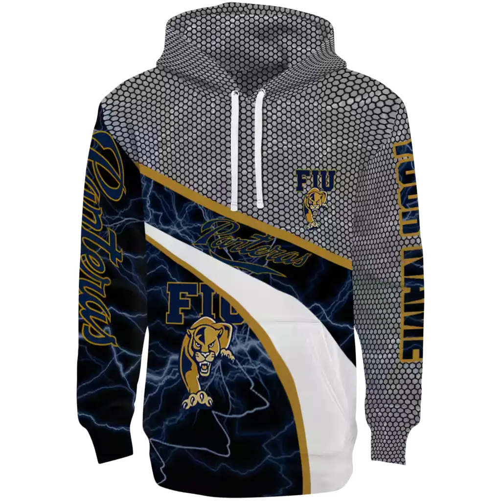 customized fiu panthers hexagonal mesh blue black gray hoodie best selling customized fiu panthers hexagonal mesh blue black gray hoodie best selling