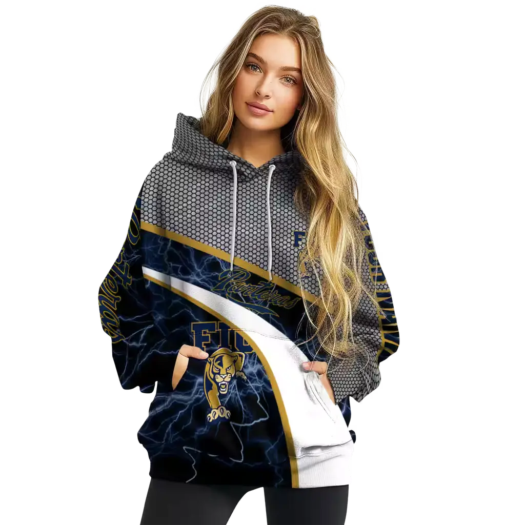 customized fiu panthers hexagonal mesh blue black gray hoodie high quality customized fiu panthers hexagonal mesh blue black gray hoodie high quality