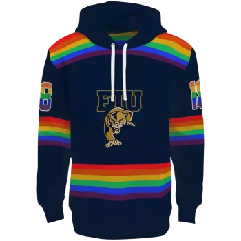 customized fiu panthers rainbow stripes blue hoodie best selling