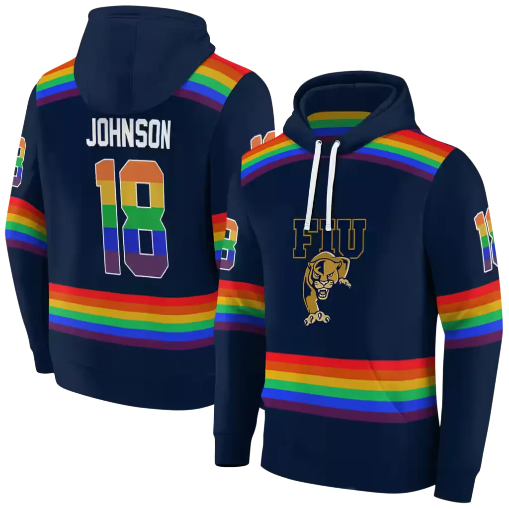 customized fiu panthers rainbow stripes blue hoodie fashion forward customized fiu panthers rainbow stripes blue hoodie fashion forward