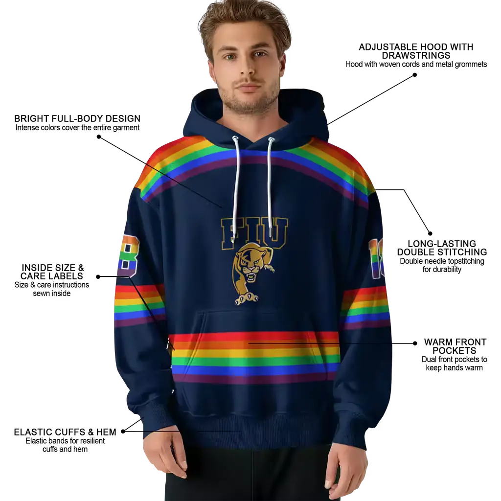 customized fiu panthers rainbow stripes blue hoodie latest model customized fiu panthers rainbow stripes blue hoodie latest model