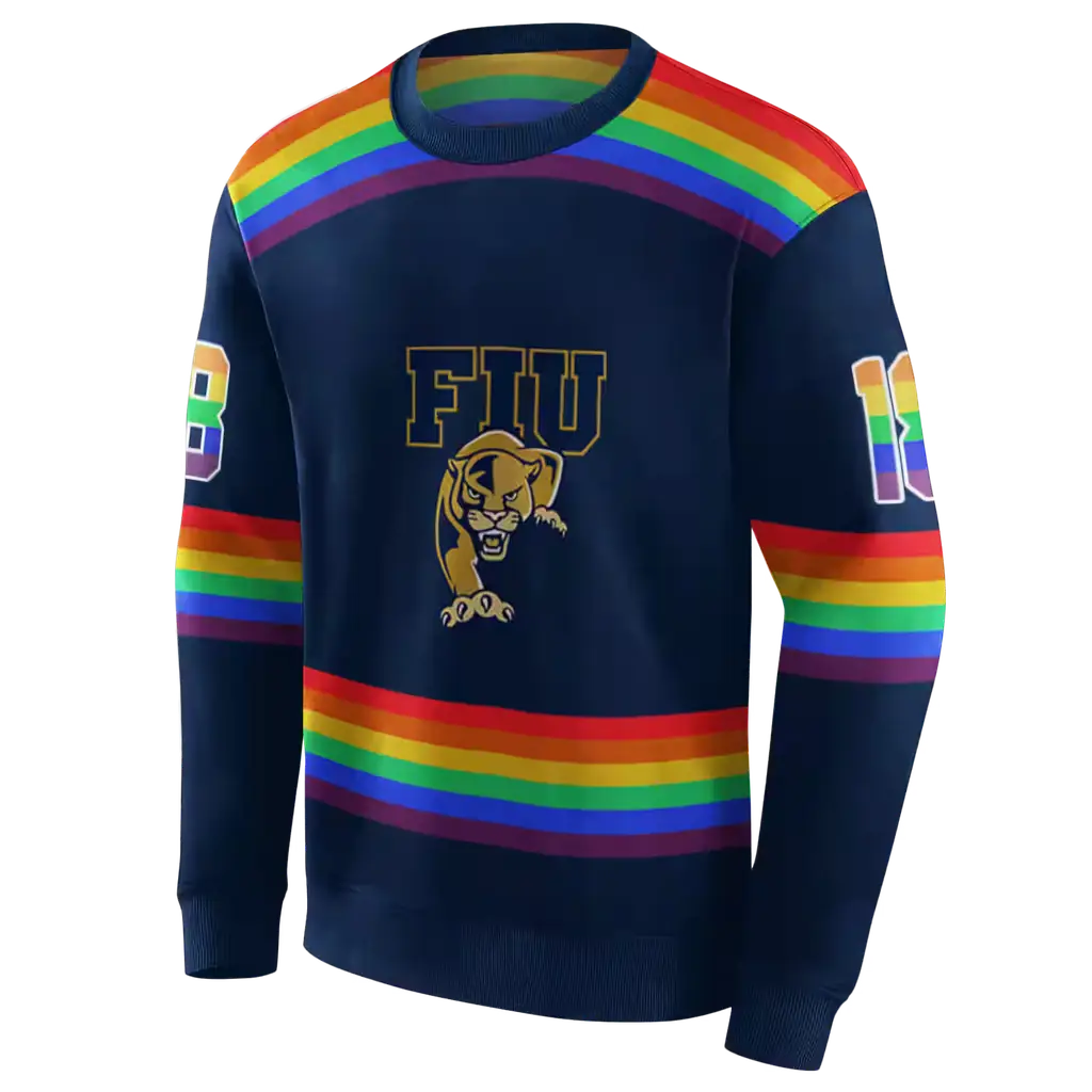 customized fiu panthers rainbow stripes blue hoodie new arrival customized fiu panthers rainbow stripes blue hoodie new arrival