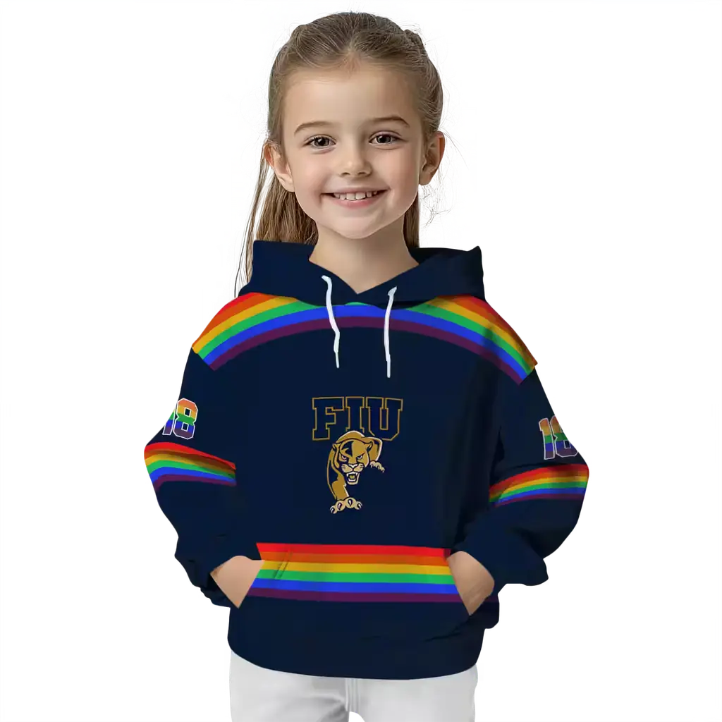 customized fiu panthers rainbow stripes blue hoodie top rated customized fiu panthers rainbow stripes blue hoodie top rated