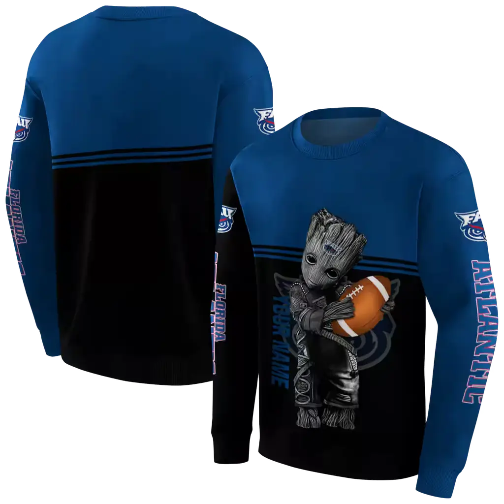 customized florida atlantic owls baby groot blue black hoodie premium grade customized florida atlantic owls baby groot blue black hoodie premium grade