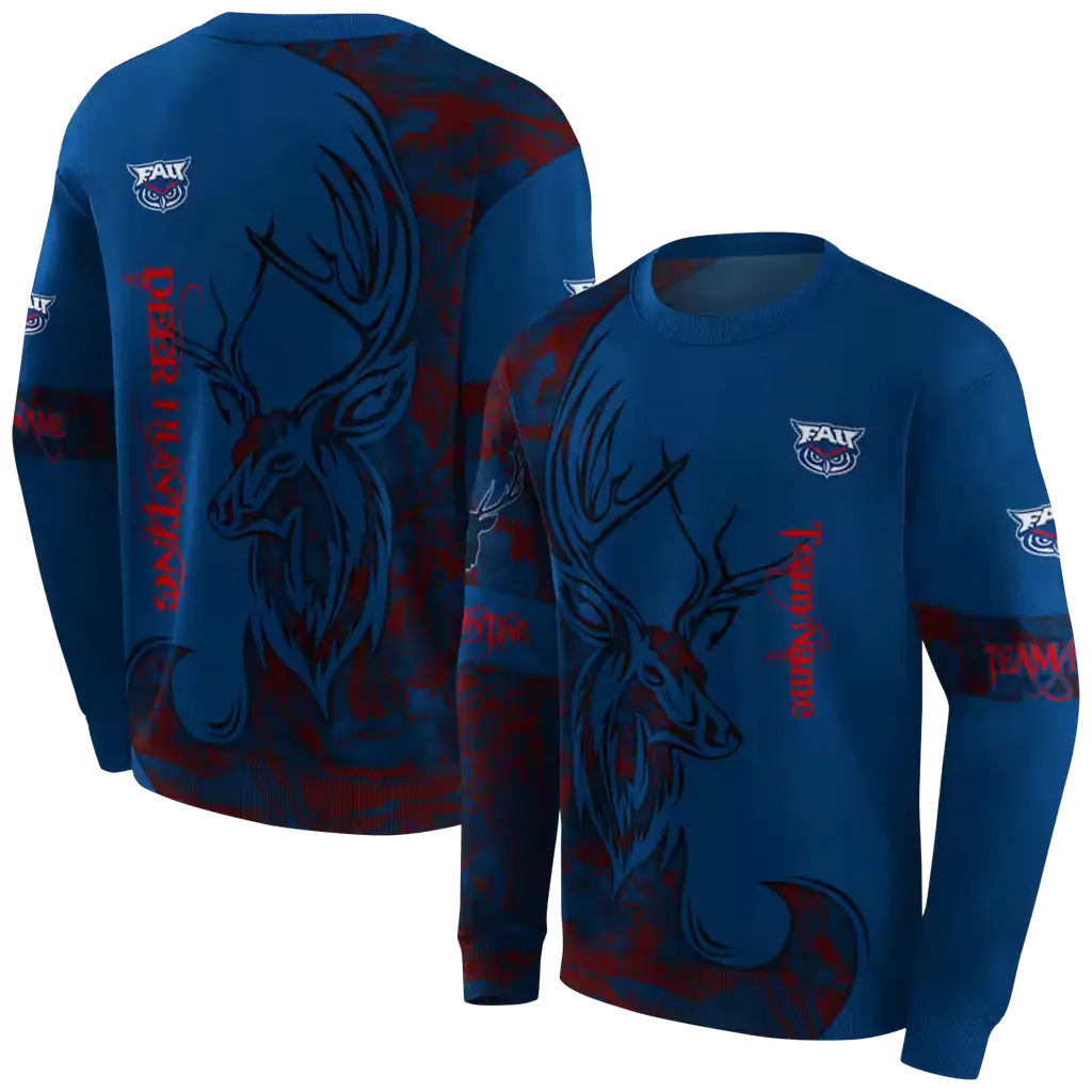customized florida atlantic owls deer silhouette blue hoodie premium grade customized florida atlantic owls deer silhouette blue hoodie premium grade
