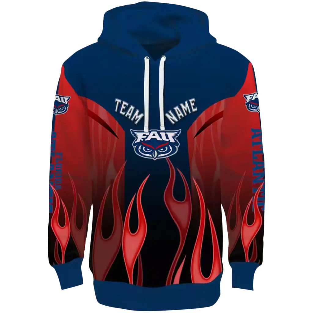 customized florida atlantic owls flame design blue hoodie best selling customized florida atlantic owls flame design blue hoodie best selling