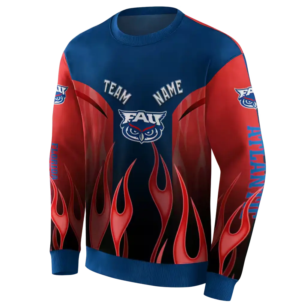 customized florida atlantic owls flame design blue hoodie new arrival customized florida atlantic owls flame design blue hoodie new arrival