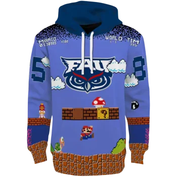 customized florida atlantic owls mario blue black hoodie best selling