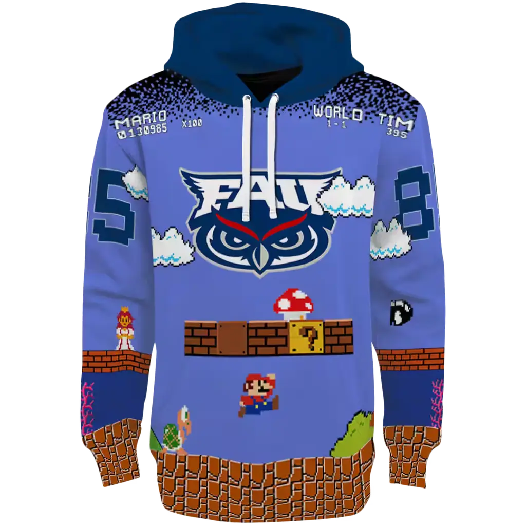 customized florida atlantic owls mario blue black hoodie best selling customized florida atlantic owls mario blue black hoodie best selling