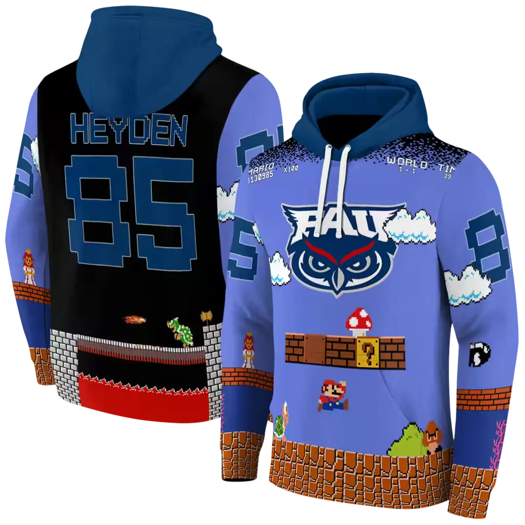 customized florida atlantic owls mario blue black hoodie fashion forward customized florida atlantic owls mario blue black hoodie fashion forward