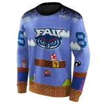 customized florida atlantic owls mario blue black hoodie best selling