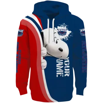 customized florida atlantic owls peeking snoopy blue hoodie best selling