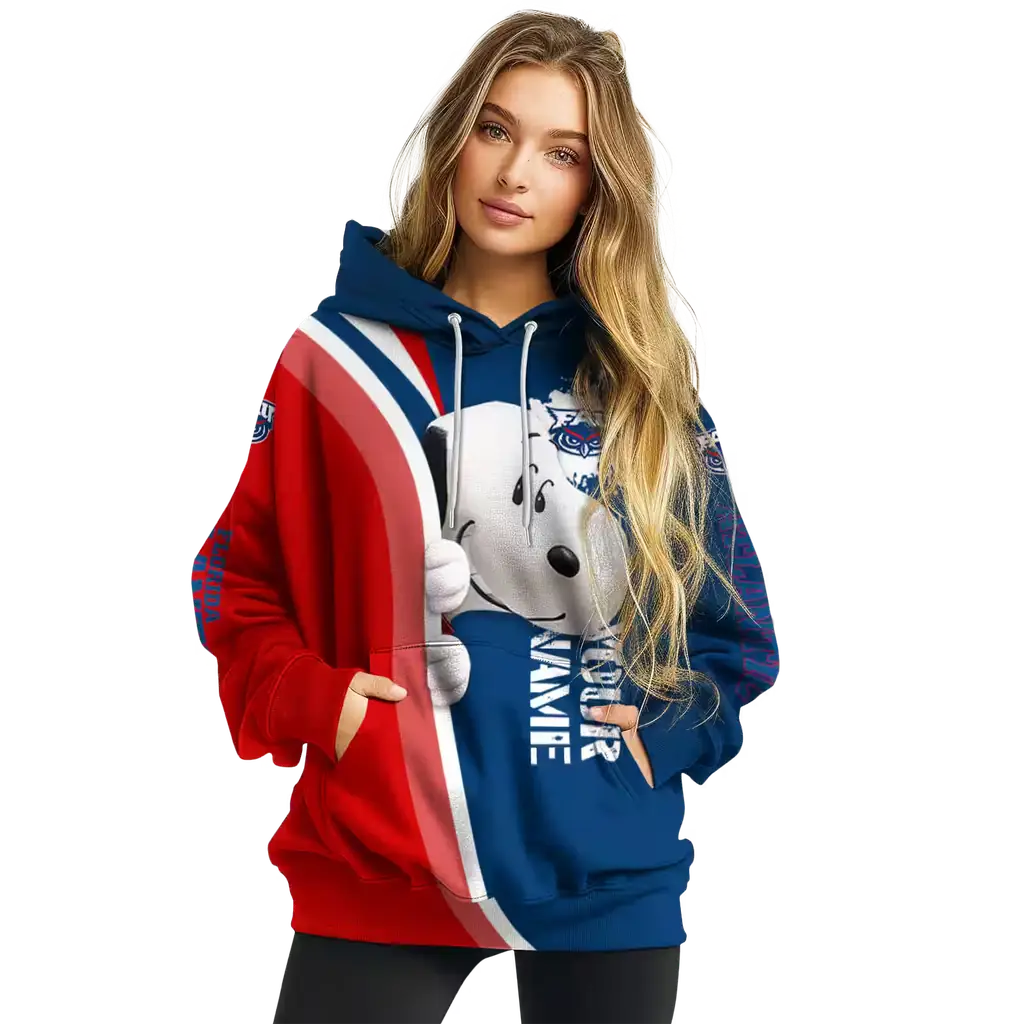 customized florida atlantic owls peeking snoopy blue hoodie high quality customized florida atlantic owls peeking snoopy blue hoodie high quality